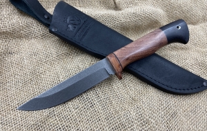 Нож Охотник сталь х12мф рукоять бубинга - черный граб (распродажа)