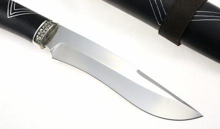 Коллекционный Нож Волк сталь ELMAX, рукоять резная, рог лося, черный граб, ножны резные черный граб Коллекционный Нож Волк сталь ELMAX, рукоять резная, рог лося, черный граб, ножны резные черный граб