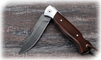 Нож Лиса, складной, сталь Х12МФ, рукоять накладки коричневый граб - Нож Лиса, складной, сталь Х12МФ, рукоять накладки коричневый граб
