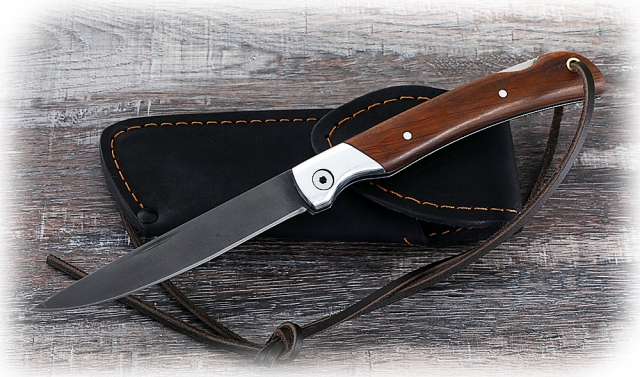 Нож Мексиканец, складной, сталь Х12МФ, рукоять накладки коричневый граб 