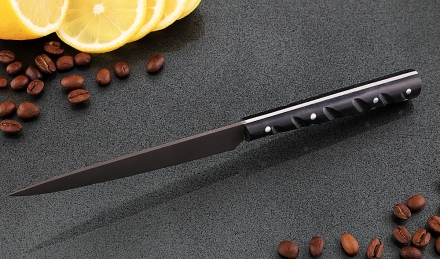 Кухонный нож Шеф №7 сталь Х12МФ, рукоять черный акрил Кухонный нож Шеф №7 сталь Х12МФ, рукоять черный акрил