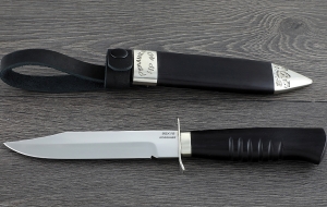 Нож Разведчика НР-40, сталь 95Х18, рукоять и ножны черный граб, мельхиор Нож Разведчика НР-40, сталь 95Х18, рукоять и ножны черный граб, мельхиор