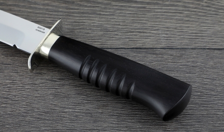 Нож Разведчика НР-40, сталь 95Х18, рукоять и ножны черный граб, мельхиор