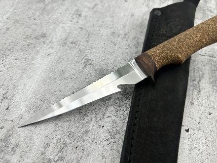 Нож плавающий "Нырок" для рыбалки нетонущий сталь 95х18 рукоять пробка