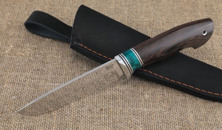 Нож Странник сталь кованая х12мф рукоять акрил зеленый и венге 