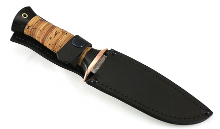 Нож Лидер сталь дамаск полный камень рукоять береста Нож Лидер сталь дамаск полный камень рукоять береста