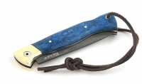 Нож Лиса, складной, сталь булат, рукоять накладки карельская береза стабилизированная синяя - Нож Лиса, складной, сталь булат, рукоять накладки карельская береза стабилизированная синяя