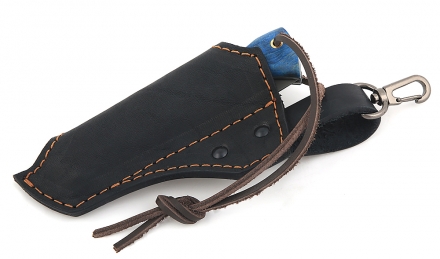 Нож складной Лиса, сталь булат, рукоять накладки карельская береза стабилизированная синяя Нож складной Лиса, сталь булат, рукоять накладки карельская береза стабилизированная синяя