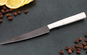 Кухонный нож Шеф №7 сталь Х12МФ, рукоять акрил белый