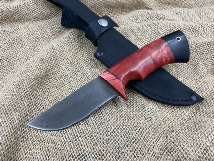 Нож Заяц сталь х12мф, рукоять стабилизированная карельская береза красная-черный граб (распродажа)
