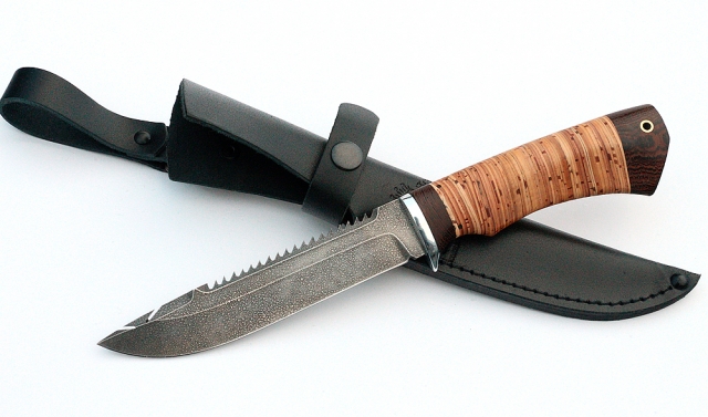 Нож Рыболов-4 сталь ХВ-5, рукоять береста 
