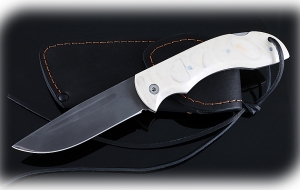 Нож складной Беркут, сталь Х12МФ, рукоять накладки акрил белый