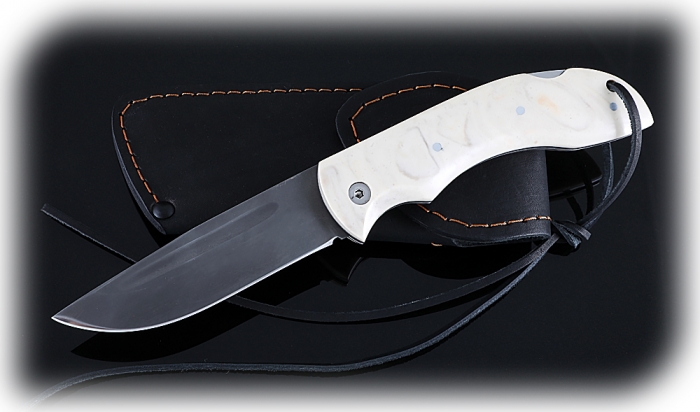 Нож Беркут, складной, сталь Х12МФ, рукоять накладки акрил белый