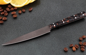 Кухонный нож Шеф №7 сталь Х12МФ, рукоять акрил коричневый