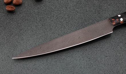 Кухонный нож Шеф №7 сталь Х12МФ, рукоять акрил коричневый Кухонный нож Шеф №7 сталь Х12МФ, рукоять акрил коричневый