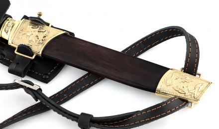 Нож казачий Пластун, сталь Elmax, рукоять и ножны черный граб с латунью Нож казачий Пластун, сталь Elmax, рукоять и ножны черный граб с латунью