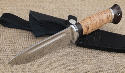 Нож Амур сталь кованая х12мф с долом, рукоять береста Нож Амур сталь кованая х12мф с долом, рукоять береста