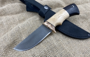 Нож Заяц сталь х12мф, рукоять карельская береза-черный граб (распродажа) 