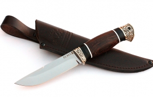 Нож Снегирь сталь ELMAX, рукоять венге-черный граб,мельхиор Нож Снегирь сталь ELMAX, рукоять венге-черный граб,мельхиор