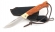 Нож складной Лиса, сталь Elmax, рукоять накладки карельская береза стабилизированная янтарь