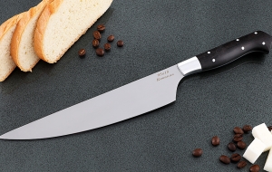 Кухонный нож Шеф №8 сталь 95Х18, рукоять черный граб с дюралью Кухонный нож Шеф №8 сталь 95Х18, рукоять черный граб с дюралью