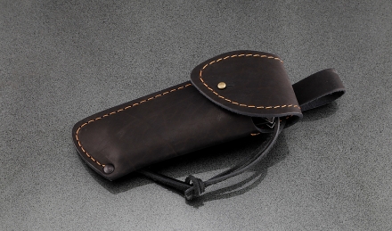 Нож складной Пчак сталь дамаск накладки черный акрил с мусульманским значком