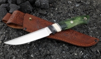 Нож Ирбис-2 S390 рукоять карбон бивень моржа карельская береза зеленая