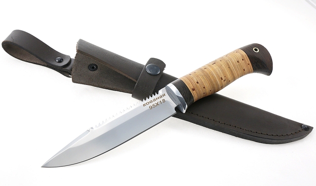 Нож Рыболов-1 сталь 95х18, рукоять береста 