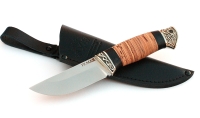 Нож Заяц сталь ELMAX, рукоять береста-черный граб,мельхиор - IMG_5781.jpg