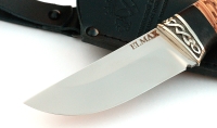 Нож Заяц сталь ELMAX, рукоять береста-черный граб,мельхиор - IMG_5782.jpg