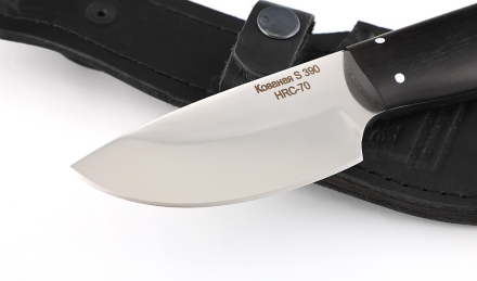 Нож из стали S390 Шкуросъемный-2, цельнометаллический, рукоять черный граб Нож из стали S390 Шкуросъемный-2, цельнометаллический, рукоять черный граб