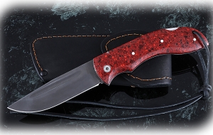 Нож складной Беркут, сталь Х12МФ, рукоять накладки акрил красный