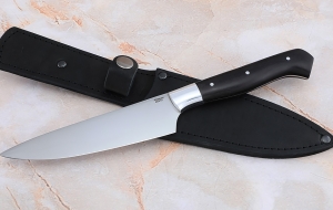 Кухонный нож Шеф №6 сталь 95Х18, рукоять черный граб с дюралью Кухонный нож Шеф №6 сталь 95Х18, рукоять черный граб с дюралью