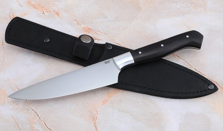 Кухонный нож Шеф №6 сталь 95Х18, рукоять черный граб с дюралью
