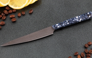 Кухонный нож Шеф №7 сталь Х12МФ, рукоять акрил синий