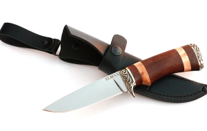 Нож Жерех сталь ELMAX, рукоять коричневый граб-кап,мельхиор