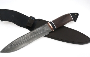 Нож Медведь сталь дамаск-долы, рукоять венге-черный граб