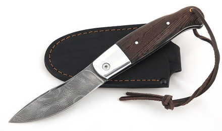 Нож складной Клык сталь дамаск, рукоять накладки венге Нож складной Клык сталь дамаск, рукоять накладки венге