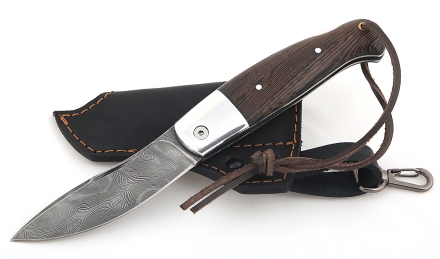 Нож складной Клык сталь дамаск, рукоять накладки венге Нож складной Клык сталь дамаск, рукоять накладки венге