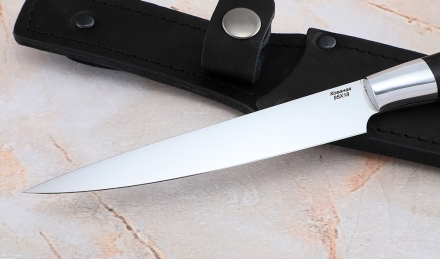Кухонный нож Шеф №7 сталь 95Х18, рукоять черный граб с дюралью Кухонный нож Шеф №7 сталь 95Х18, рукоять черный граб с дюралью