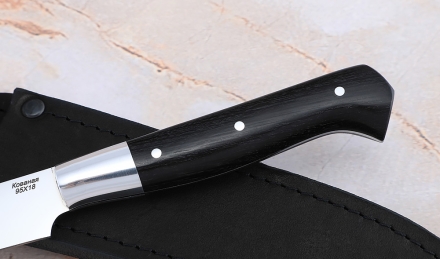 Кухонный нож Шеф №7 сталь 95Х18, рукоять черный граб с дюралью Кухонный нож Шеф №7 сталь 95Х18, рукоять черный граб с дюралью
