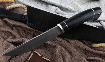 Нож Русак сталь К340, рукоять кожа черный граб Нож Русак сталь К340, рукоять кожа черный граб