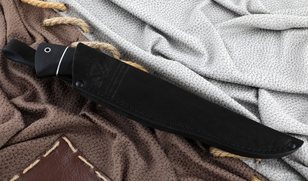 Нож Русак сталь К340, рукоять кожа черный граб Нож Русак сталь К340, рукоять кожа черный граб