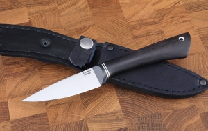 Нож Лиса сталь кованая х12мф, рукоять черный граб 