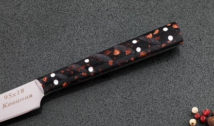 Кухонный нож Шеф №7 сталь 95Х18, рукоять коричневый акрил Кухонный нож Шеф №7 сталь 95Х18, рукоять коричневый акрил