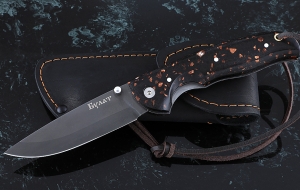 Складной нож Акула, сталь булат, рукоять накладки акрил коричневый Складной нож Акула, сталь булат, рукоять накладки акрил коричневый