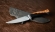 Нож Стрела сталь кованая х12мф рукоять гибрид акрил черный и карельская береза янтарь 