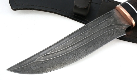 Нож Катран сталь дамаск-долы, рукоять черный граб венге