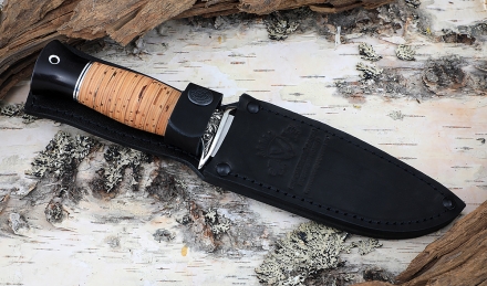 Нож Лидер сталь M390, рукоять береста, мельхиор Нож Лидер сталь M390, рукоять береста, мельхиор