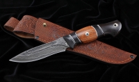 Нож №47 дамаск ламинированный с долом черный граб железное дерево карбон - Нож №47 дамаск ламинированный с долом черный граб железное дерево карбон